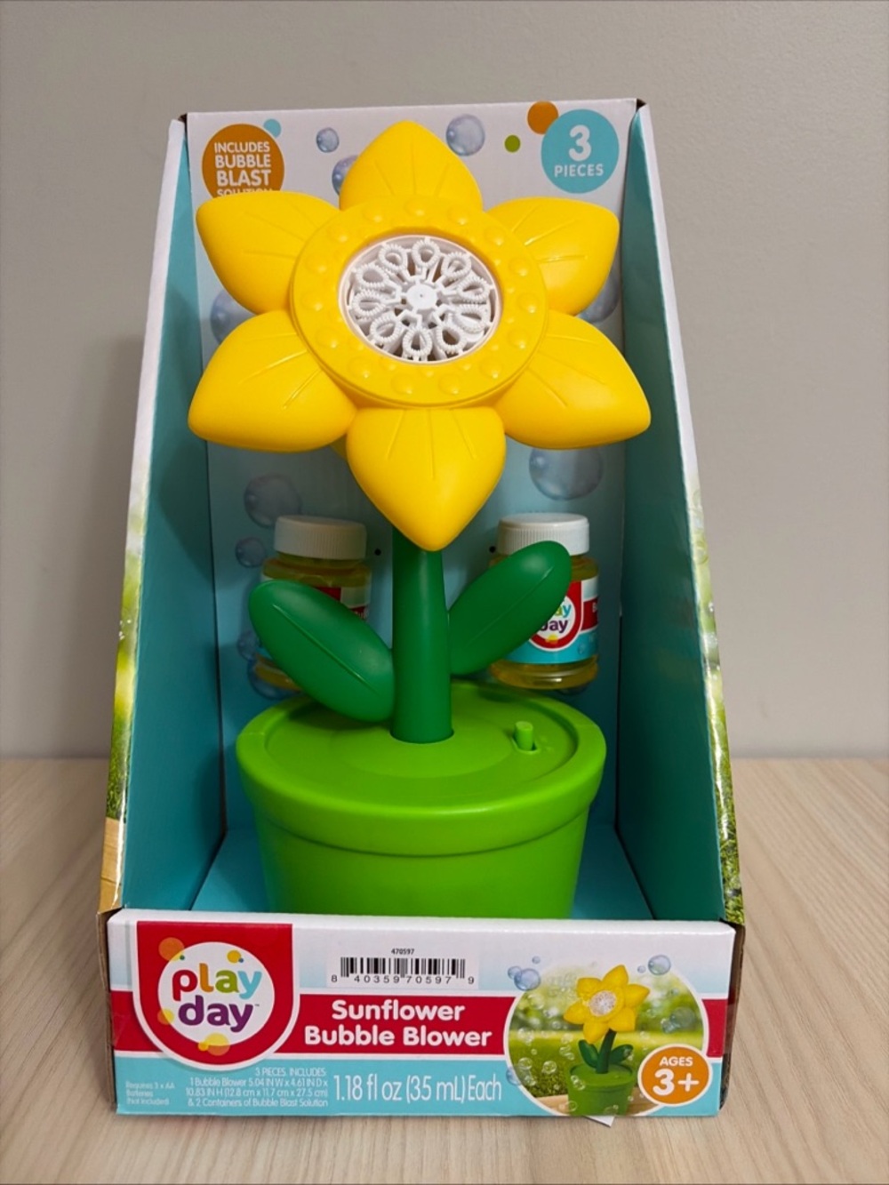 Play Day New! Sunflower Bubble Blower - Yellow & Green